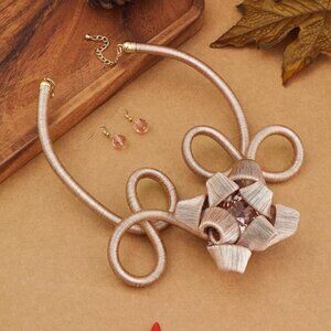 Exaggerated Fashionable Vintage Glass Handmade Heavy Work Braided Earring set